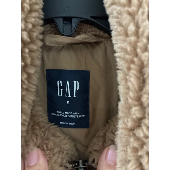 Gap Women's Faux Sherpa Moto Jacket - Brown - Size Small T Teddy Bear Jacket - Picture 4 of 9
